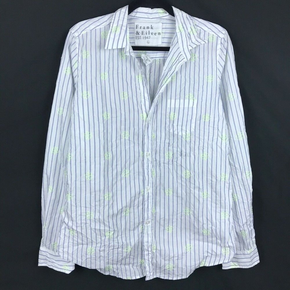 FRANK & EILEEN Barry Ditsy Floral Stripe Shirt L
